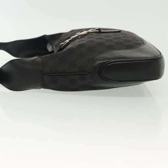 GUCCI GG Canvas Jackie Shoulder Bag Black Silver - Picture 5 of 15